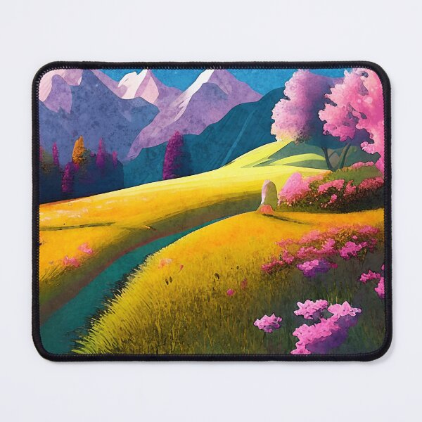 Item preview, purple spring landscape watercolor designed and sold by Design_for_merch.