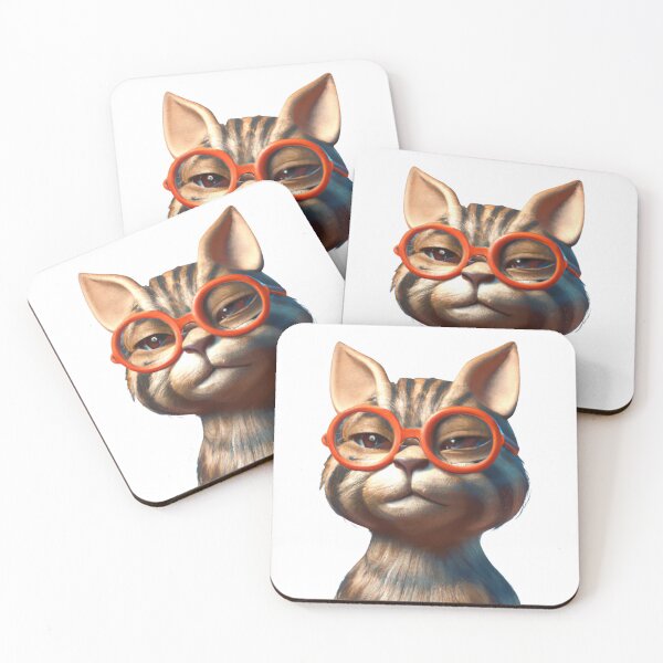 Item preview, Cute cat wearing glasses designed and sold by ByNiran.