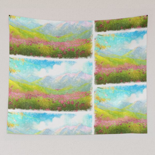 Item preview, abstract spring watercolor landscape painting designed and sold by Design_for_merch.