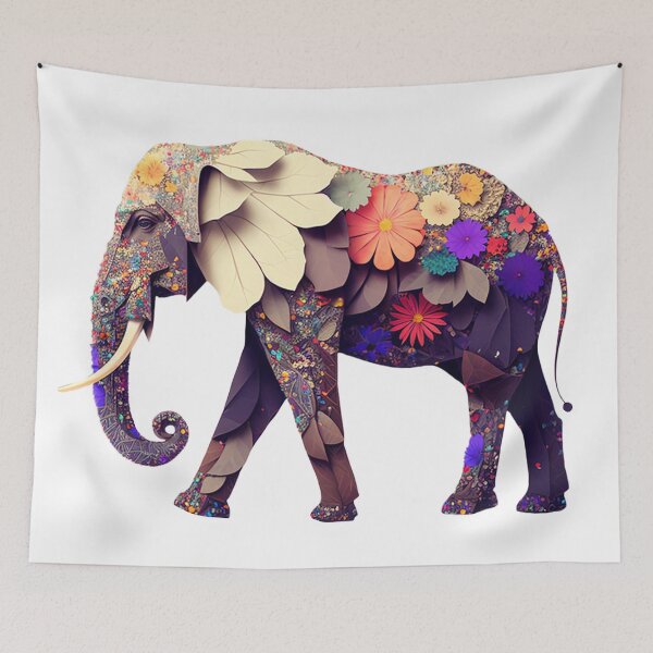 Item preview, Beautiful elefant in flowers designed and sold by Maryberry96.