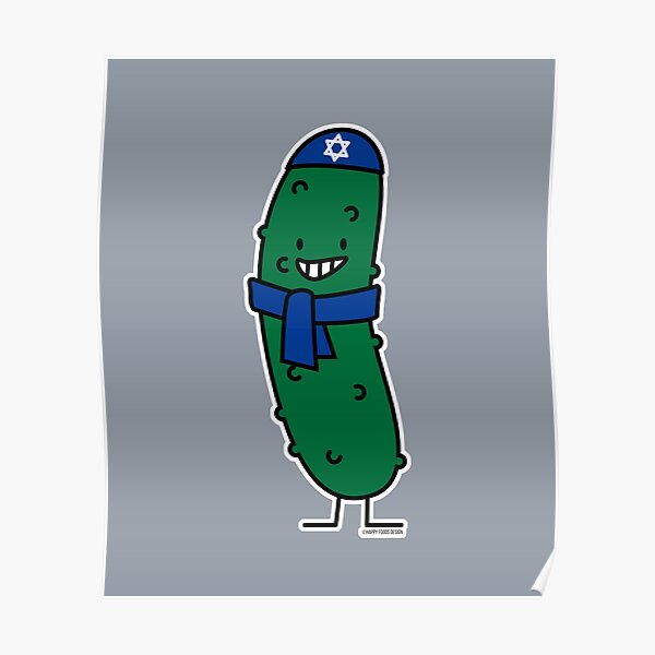 Happy Hanukkah Jewish Pickle Pickles Yarmulke Kippah Poster