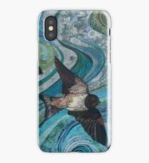 Twisting & Turning - Swallows Embroidery - Textile Art iPhone Case