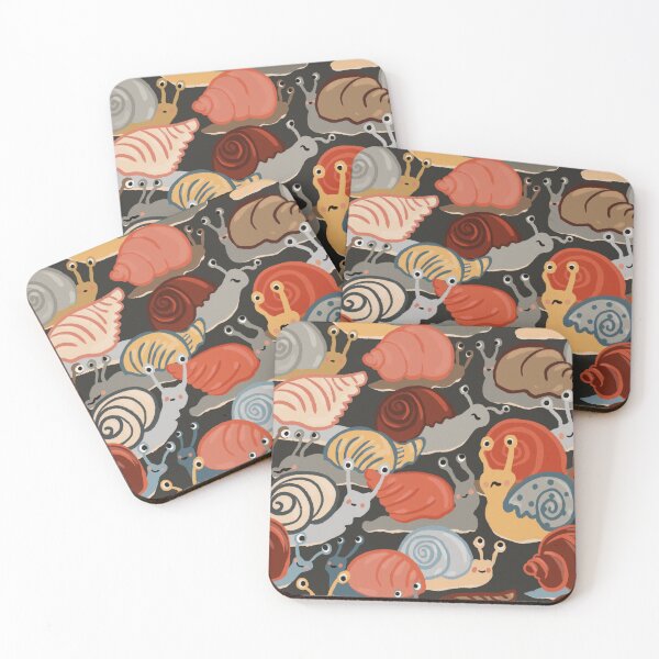Item preview, Snail Trail - repeat pattern of funny snails on dark brown designed and sold by NattyDesigns.