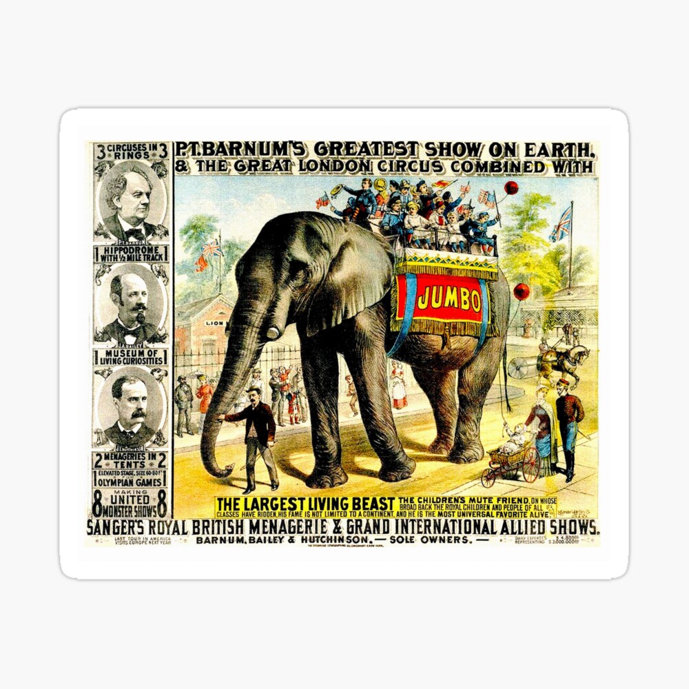 BARNUM : Vintage Jumbo Elephant Circus Advertising Print