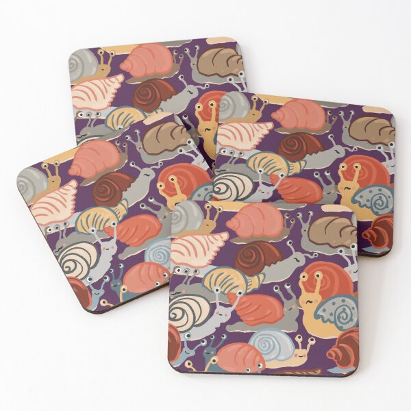 Item preview, Snail Trail - repeat pattern of funny snails on dark purple designed and sold by NattyDesigns.