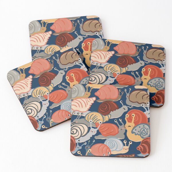 Item preview, Snail Trail - repeat pattern of funny snails on blue designed and sold by NattyDesigns.