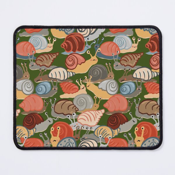 Item preview, Snail Trail - repeat pattern of funny snails on dark green designed and sold by NattyDesigns.