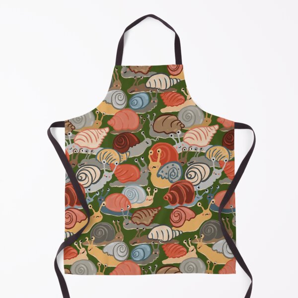 Item preview, Snail Trail - repeat pattern of funny snails on dark green designed and sold by NattyDesigns.