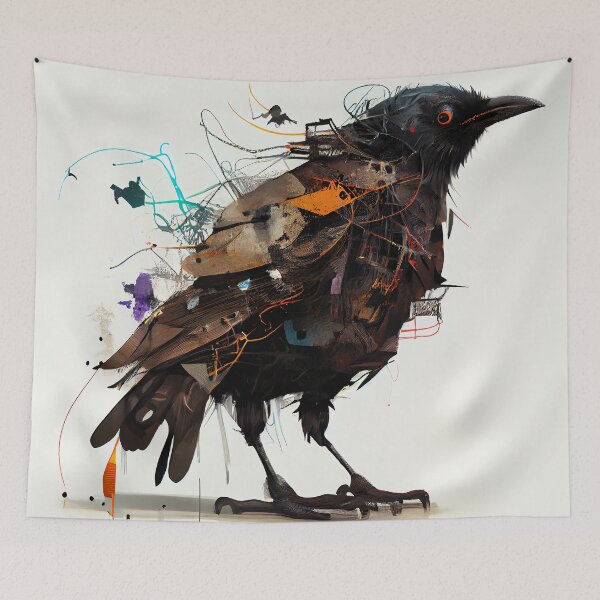 Item preview, Crow in a beautiful Illustration style. designed and sold by The-Dark-Art.