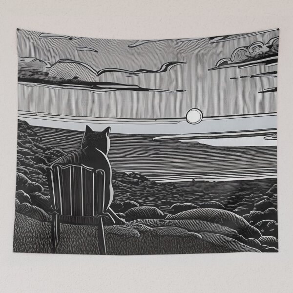 Item preview, Cat Watching Sunset Scene designed and sold by roleshop.