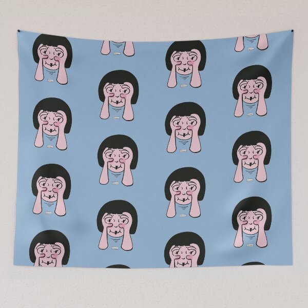 Item preview, Peeping girl with a bob (blue) designed and sold by Doodbods.