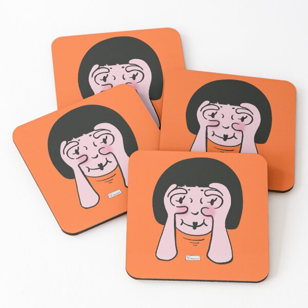 Item preview, Peeping girl with a bob (orange) designed and sold by Doodbods.