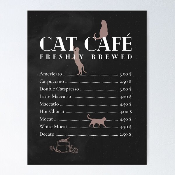Cat Café, chalkboard menu