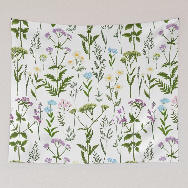 Item preview, Wild herbs and flowers painted color line. Vector drawing. Wild herbs. Wildflower designed and sold by IrinaVaneeva.