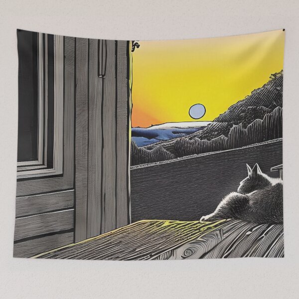 Item preview,  Cat Watching Sunset Scene designed and sold by roleshop.