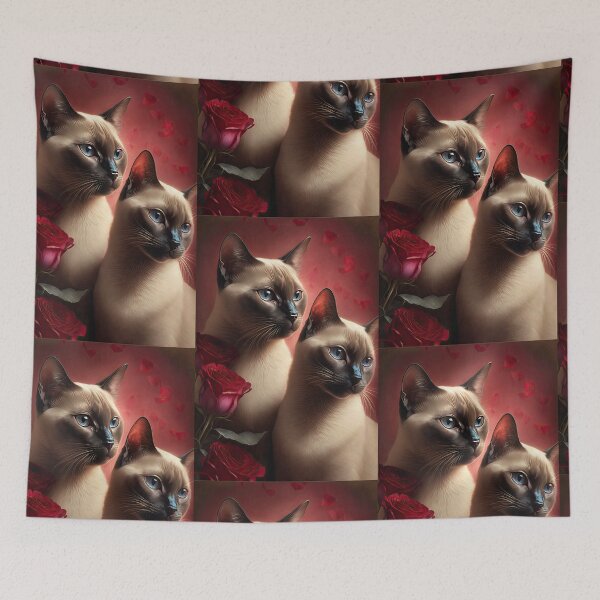 Item preview, Valentines Siamese Love Cats and Flowers 6 designed and sold by idreamaboutcats.