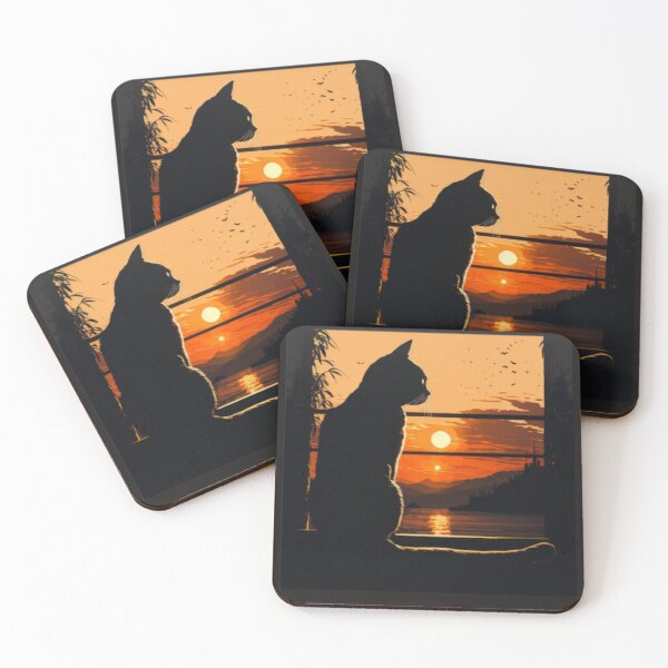 Item preview, Cat watching sunset scene designed and sold by Wael0.