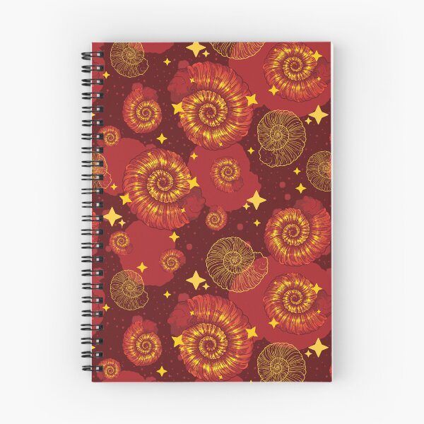 Item preview, Shiny Ammonite Pattern | Fossil Prehistory Paleo Paleoart Dinosaur Jurassic History Palaeontology Paleozoology Shell Orange Red Bright  designed and sold by itsstrangetimes.