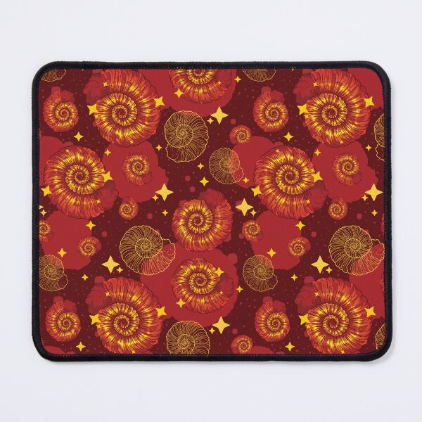 Item preview, Shiny Ammonite Pattern | Fossil Prehistory Paleo Paleoart Dinosaur Jurassic History Palaeontology Paleozoology Shell Orange Red Bright designed and sold by itsstrangetimes.