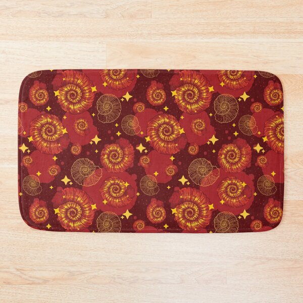 Item preview, Shiny Ammonite Pattern | Fossil Prehistory Paleo Paleoart Dinosaur Jurassic History Palaeontology Paleozoology Shell Orange Red Bright  designed and sold by itsstrangetimes.