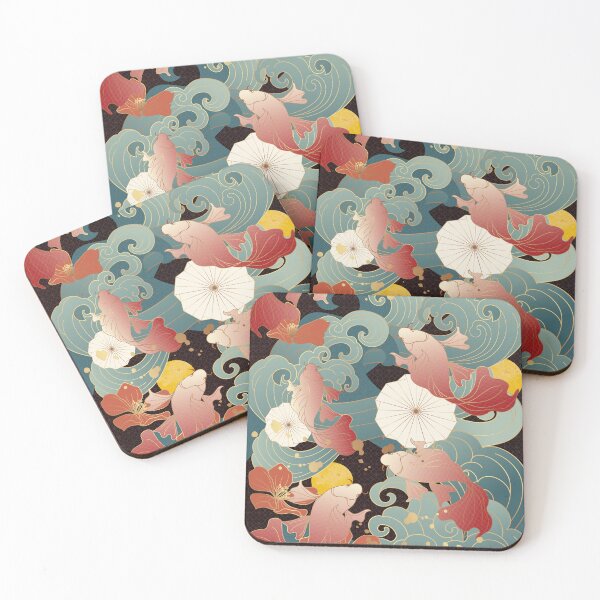 Aperçu de l'œuvre traditional classical auspicious cherry blossom  wave goldfish shading créée et vendue par UnaWu533.