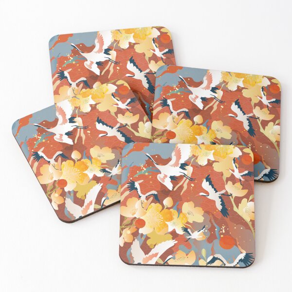 Item preview, classical auspicious colorful cloud  peach blossom crane designed and sold by UnaWu533.