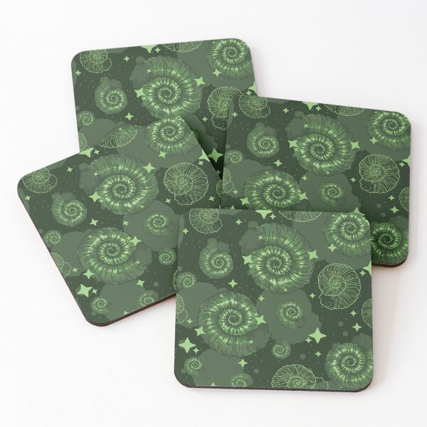 Item preview, Green Vr. Shiny Ammonite Pattern | Fossil Prehistory Paleo Paleoart Dinosaur Jurassic History Palaeontology Paleozoology Shell  Bright  designed and sold by itsstrangetimes.
