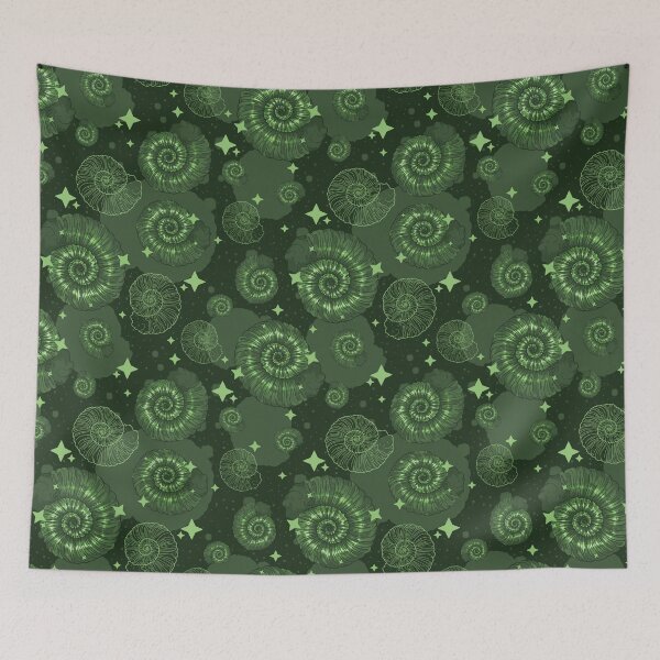 Item preview, Green Vr. Shiny Ammonite Pattern | Fossil Prehistory Paleo Paleoart Dinosaur Jurassic History Palaeontology Paleozoology Shell  Bright  designed and sold by itsstrangetimes.