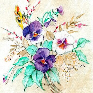 Artwork thumbnail, Pansies Bouquet by Annie Mason Art