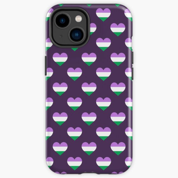 LGBTQIA+ Pride Month Genderqueer Pride Design - Genderqueer Pride Flag Hearts Pattern iPhone Tough Case
