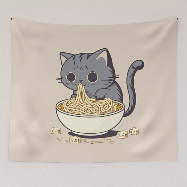 Item preview, Cute cat eating spaghetti  designed and sold by Sarvgya Verma.