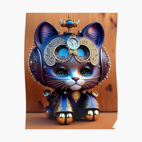 Niedlicher Uhrwerk Baby-Katze Android Poster