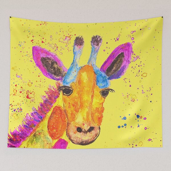 Item preview, Giraffe Watercolor painting Yellow designed and sold by Artbymonika.