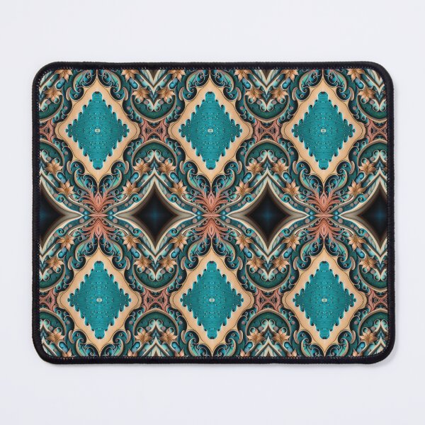 Item preview, Waves, Curls & Floral Effect Pattern on Aqua Green designed and sold by Witsprings.