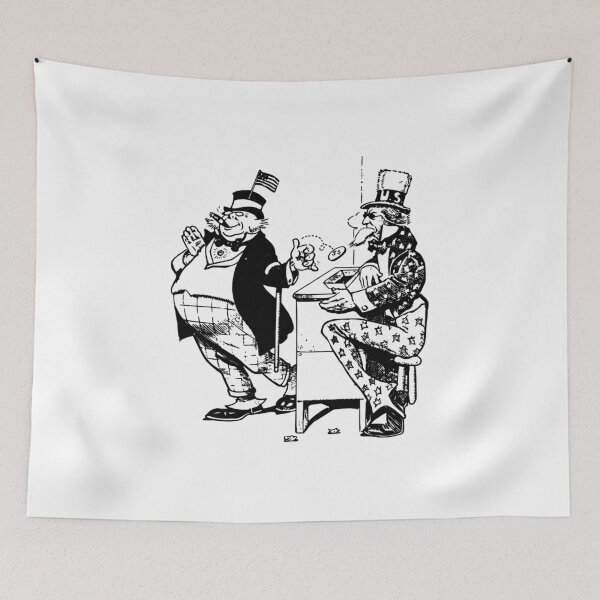 Item preview, Vintage Political Cartoon - Corporate Taxes - Government Corruption - Uncle Sam - Fat Cat Bankers - Punk Design - Oligarchy designed and sold by 321Outright.