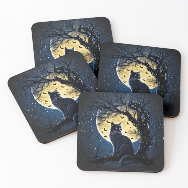 Item preview, Starry Cat Night in moon light sitting on tree designed and sold by Paintandgo.
