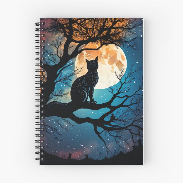 Item preview, Starry Cat Night in moon light sitting on tree designed and sold by Paintandgo.