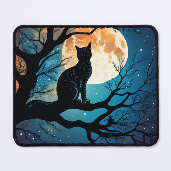 Item preview, Noche de gato estrellado a la luz de la luna sentado en un árbol designed and sold by Paintandgo.