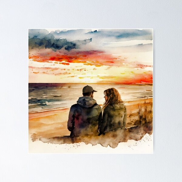Sunset Beach Couple Posters for Sale