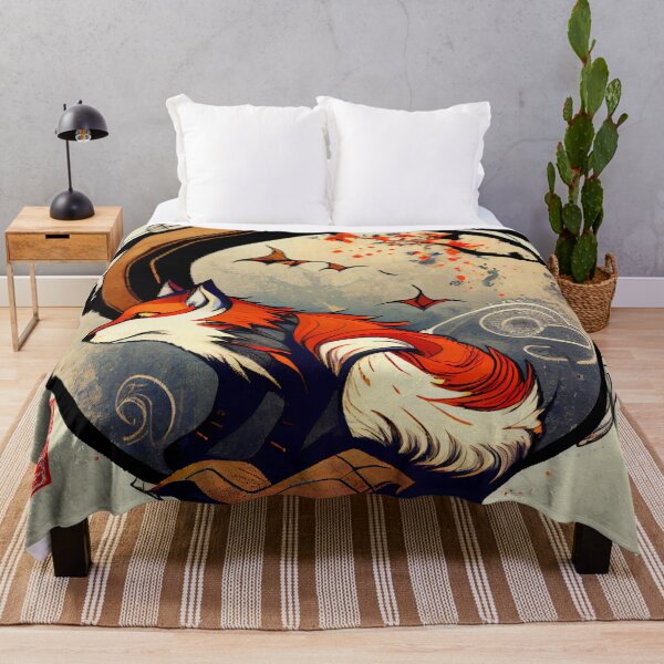 Artikelvorschau, Mystische japanische Rotfuchs-Grafik entworfen und verkauft von The-Dark-Art.