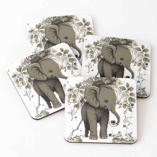 Item preview, Cute elephant with flowers designed and sold by Tadagram.