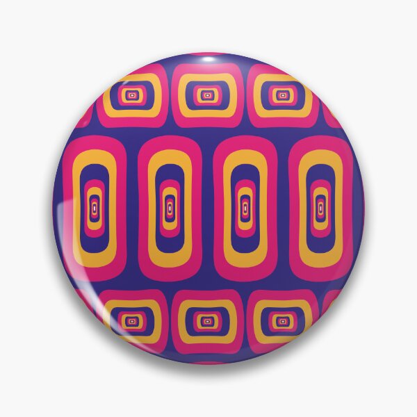 Item preview, Flower power vintage hippie 60s style psychedelic print with geometric shapes in fuchsia, blue and yellow designed and sold by Martapp.