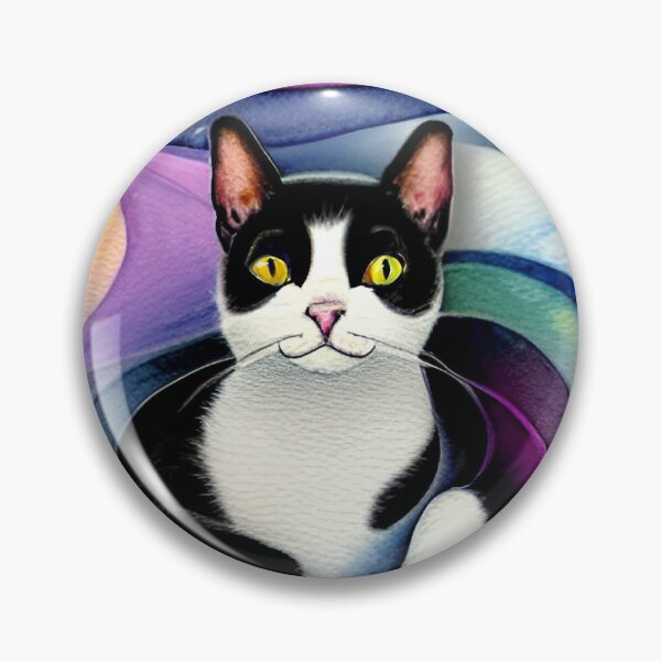 Item preview, Happy Black and White Cat in Ethereal Swirl designed and sold by ArtistsQuest.