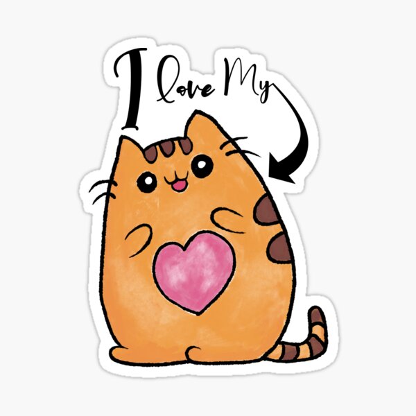 ILove my fat cat Hand-drawn by Marcus  Sticker