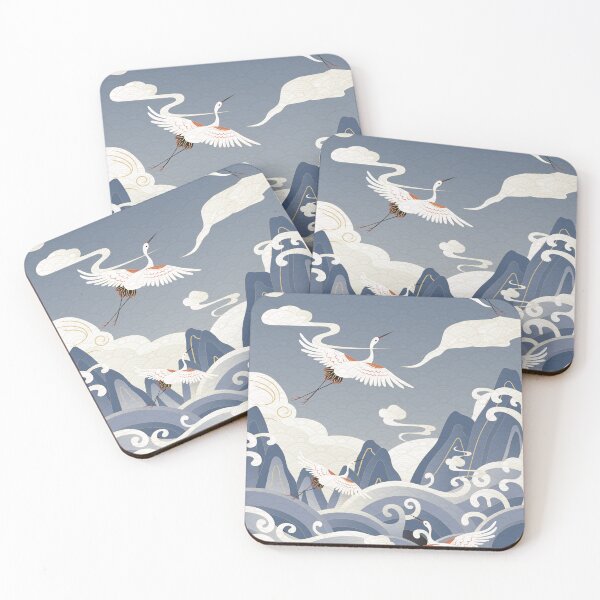 Item preview, auspicious sea waves alpine auspicious clouds crane designed and sold by UnaWu533.