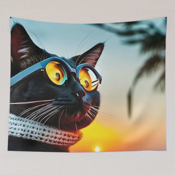 Item preview, Cat Watching Sunset Scene designed and sold by roleshop.