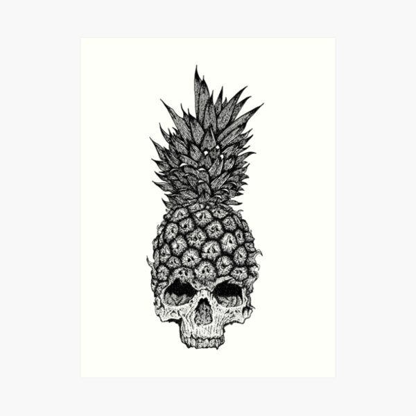 Skull Pineapple Tshirt By Redhorse  Pineapple Skull Drawing PNG Image   Transparent PNG Free Download on SeekPNG
