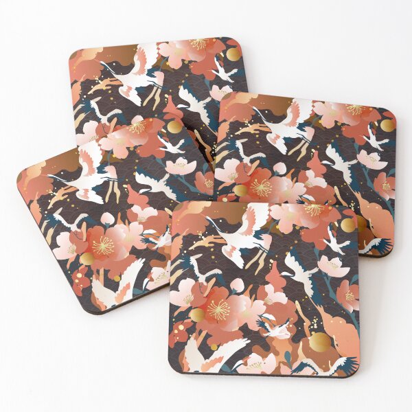 Item preview,  traditional classical auspicious colorful cloud  peach blossom crane designed and sold by UnaWu533.