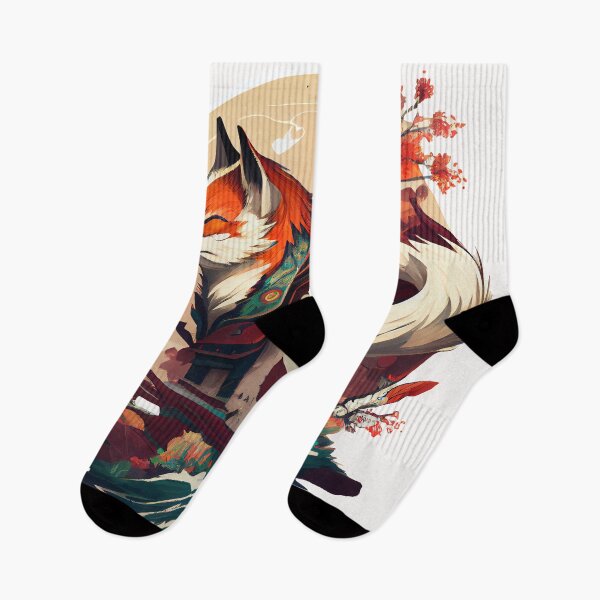 Artikelvorschau, Mystische japanische Rotfuchs-Grafik entworfen und verkauft von The-Dark-Art.