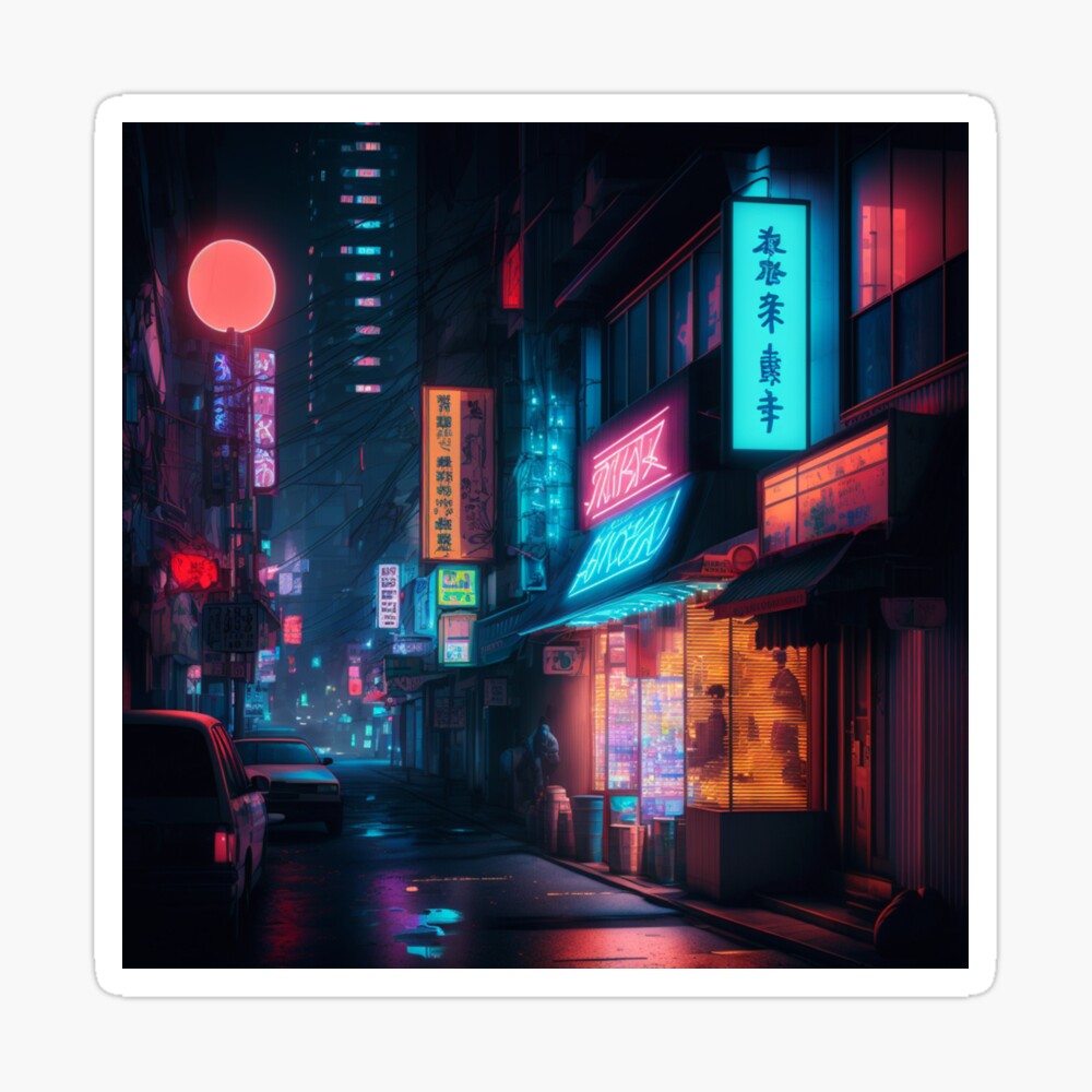 anime city street scene with a lot of buildings and lights. generative ai.  28452014 Stock Photo at Vecteezy